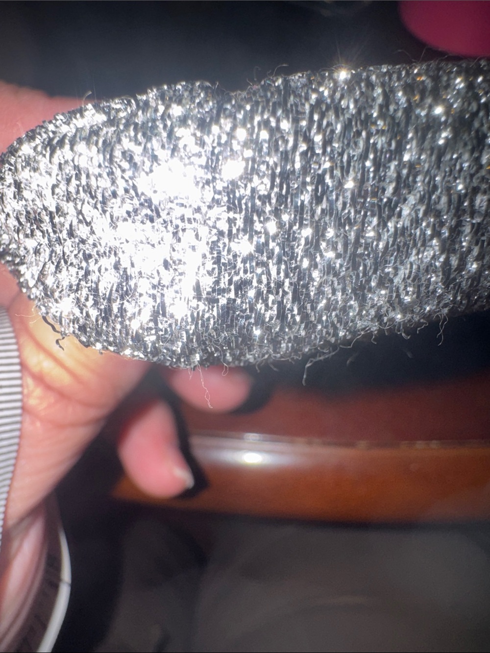 Vintage Silver Glitter Evening Clutch with Chain Strap - Picture 8 of 11